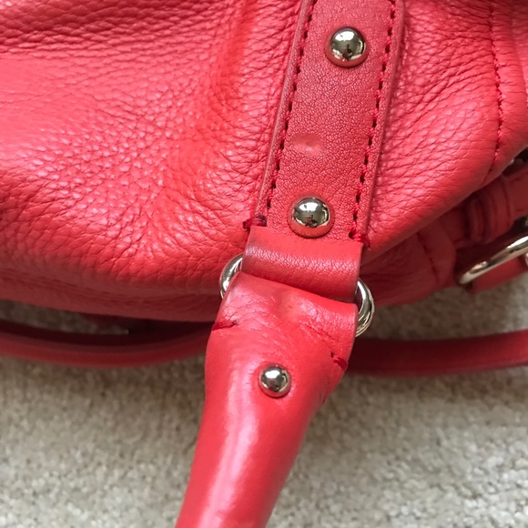 Kate Spade Cherry Red Foldover Pebbled Leather Bag - Picture 13 of 14